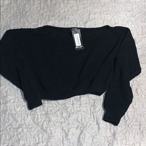 Black nasty gal off the shoulder cropped sweater